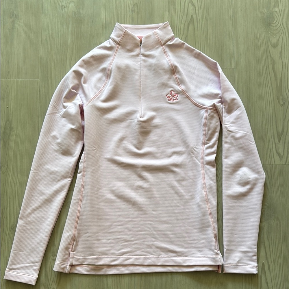 Peter Millar Pink Fitted Long Sleeve Quarter Zip Sz XS
